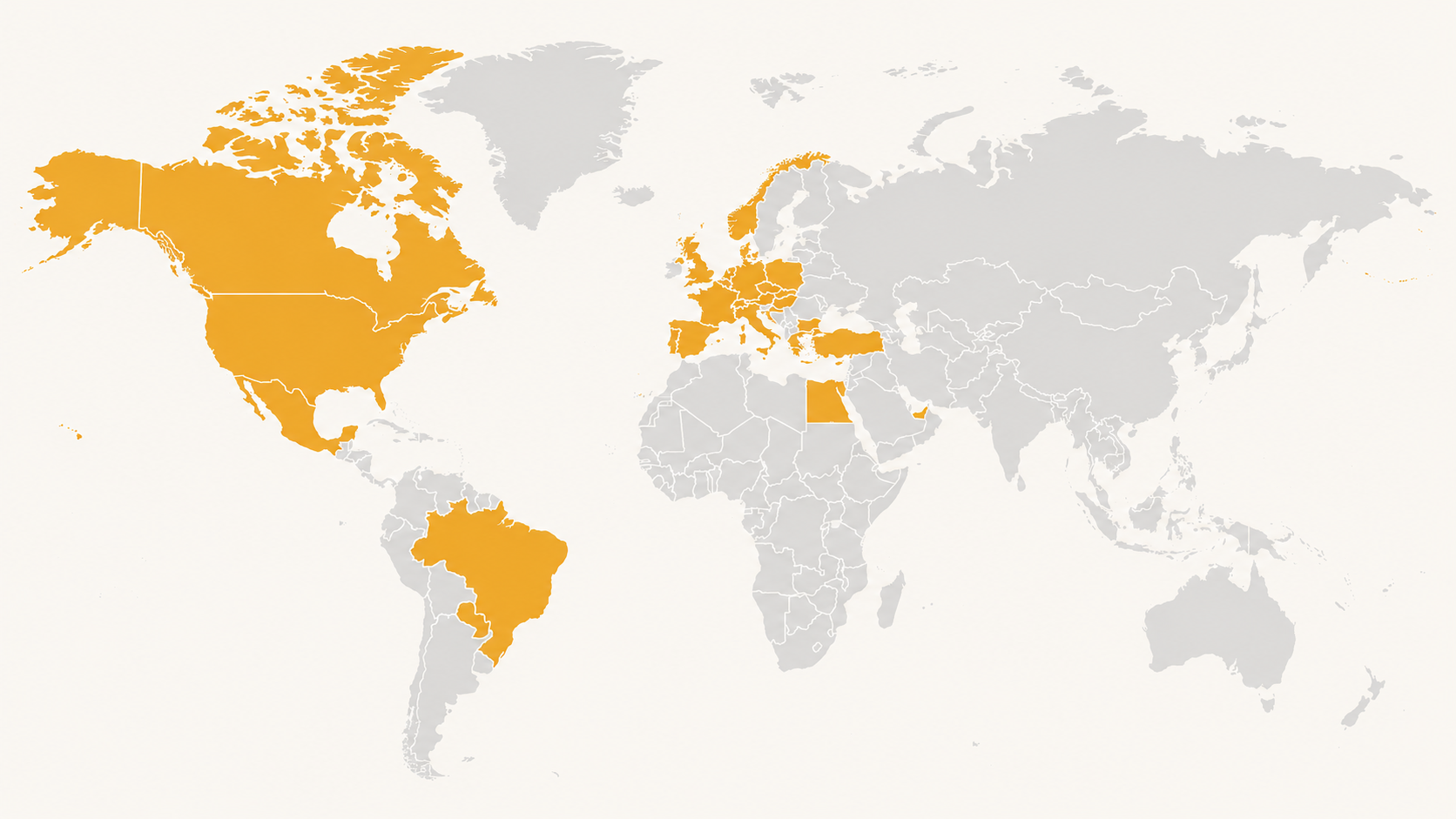 Map showing the countries we have visited